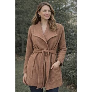 Steve Madden Jacket Womens Medium Brown Belted Knit Wrap Coat Open Front Sweater